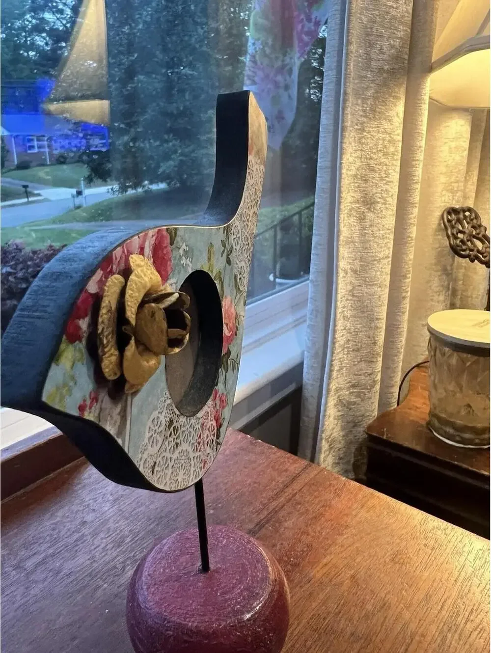 Shabby Chic Floral decoupage wooden bird photo frame vintage cottagecore